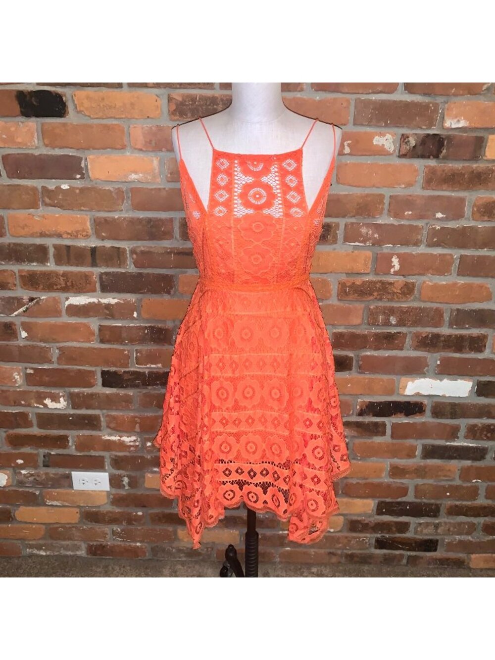 Free People Just Like Honey Orange Strappy Dress Size 2